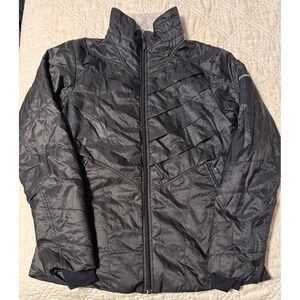 Columbia Omni-Heat Interchange Puffer Jacket Womens Large Black Quilted Full Zip